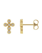 Brinco Cruz em Ouro 14k com Diamantes Naturais – Modelo 5