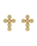 Brinco Cruz em Ouro 14k com Diamantes Naturais – Modelo 5