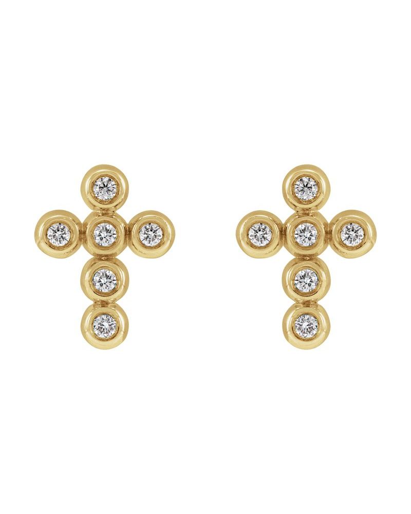Brinco Cruz em Ouro 14k com Diamantes Naturais – Modelo 5