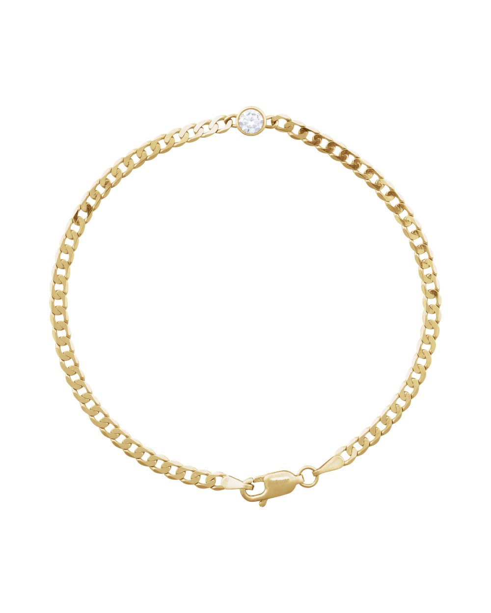 Pulseira Elos em Ouro 14k com Ponto de Luz de Diamante de Laboratório