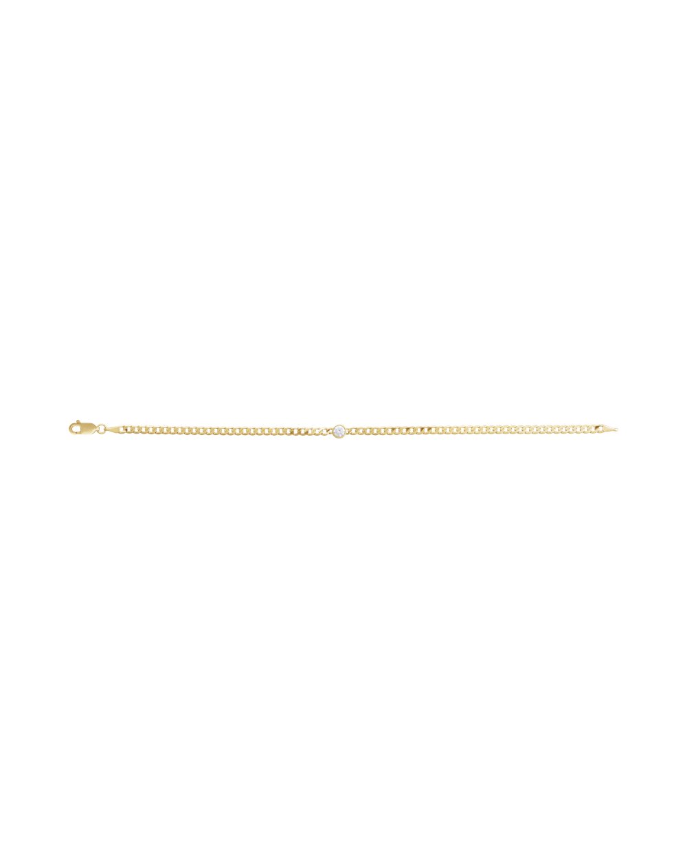 Pulseira Elos em Ouro 14k com Ponto de Luz de Diamante de Laboratório