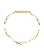 Pulseira Barra Curva para Gravação em Ouro 14k com Diamantes Naturais