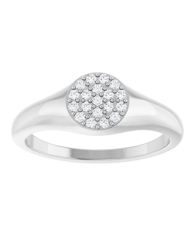 Anel Cluster Chevalier em Ouro 14k com Diamantes Naturais