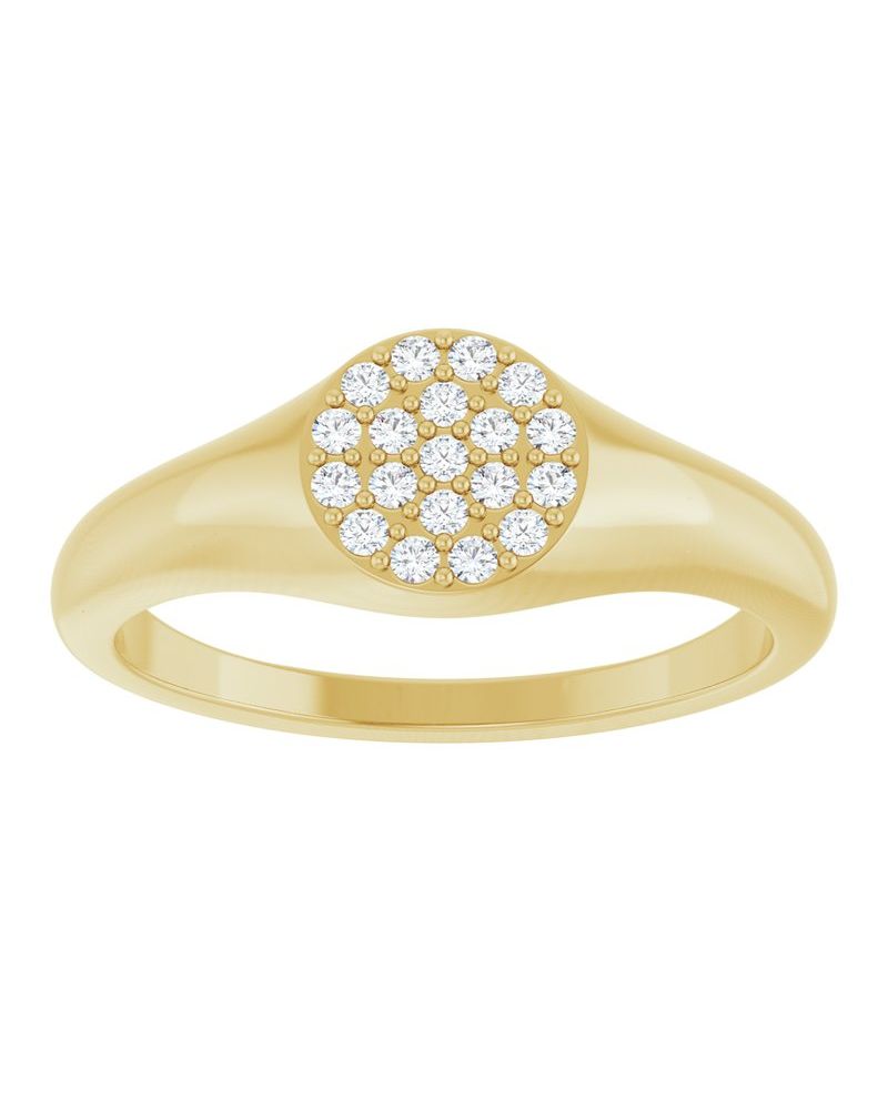 Anel Cluster Chevalier em Ouro 14k com Diamantes Naturais