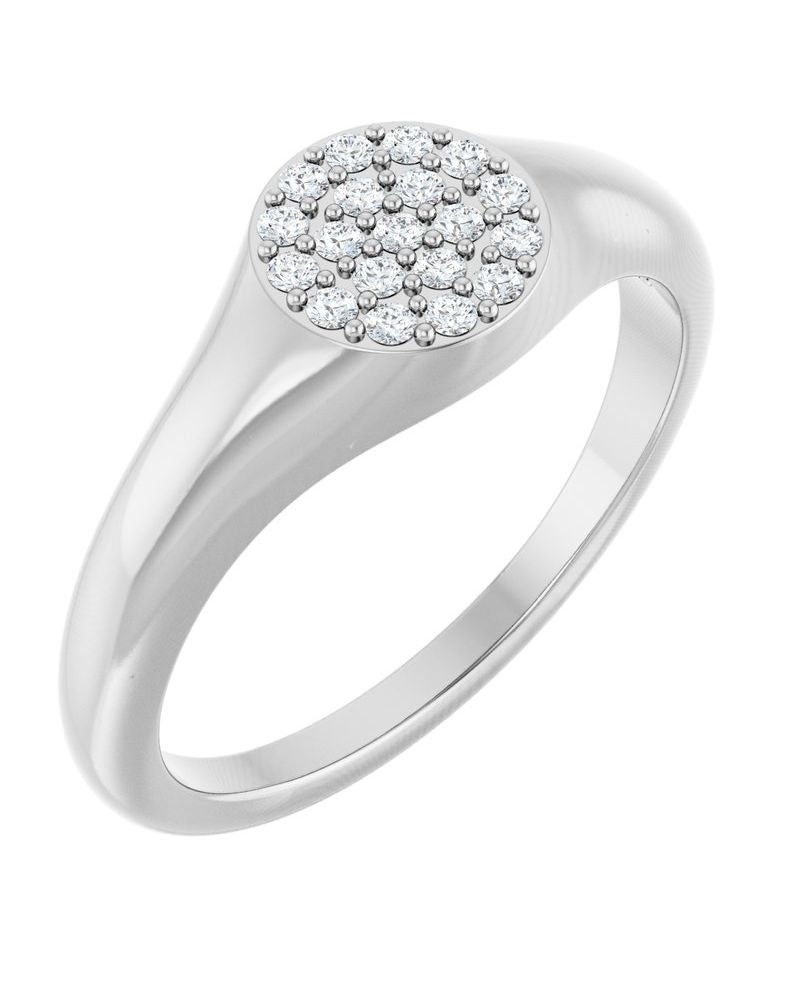 Anel Cluster Chevalier em Ouro 14k com Diamantes Naturais