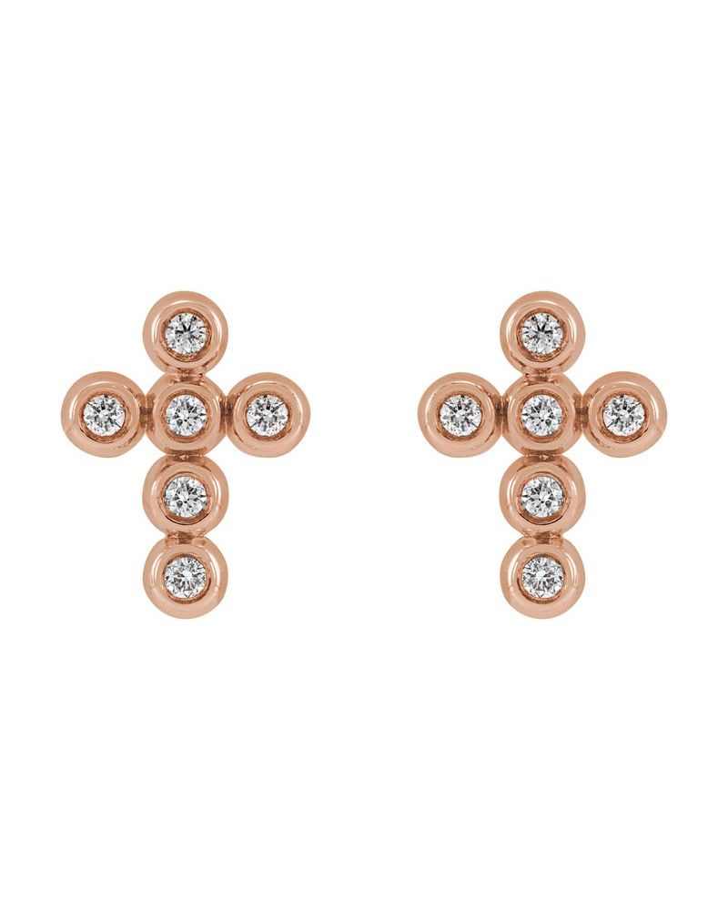 Brinco Cruz em Ouro 14k com Diamantes Naturais – Modelo 5