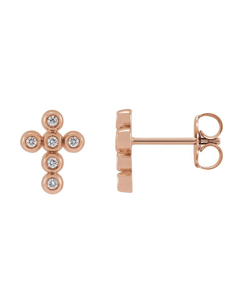 Brinco Cruz em Ouro 14k com Diamantes Naturais – Modelo 5
