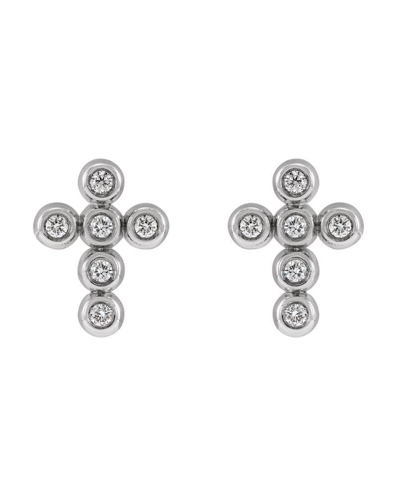 Brinco Cruz em Ouro 14k com Diamantes Naturais – Modelo 5