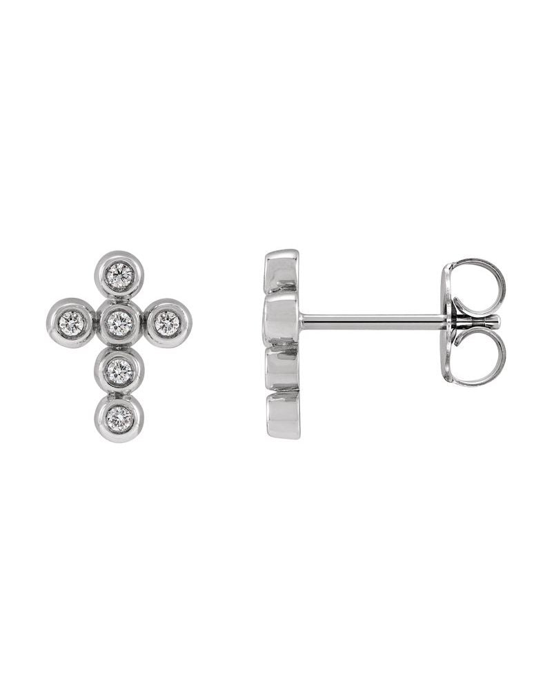 Brinco Cruz em Ouro 14k com Diamantes Naturais – Modelo 5