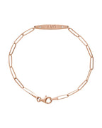 Pulseira Barra Curva para Gravação em Ouro 14k com Diamantes Naturais