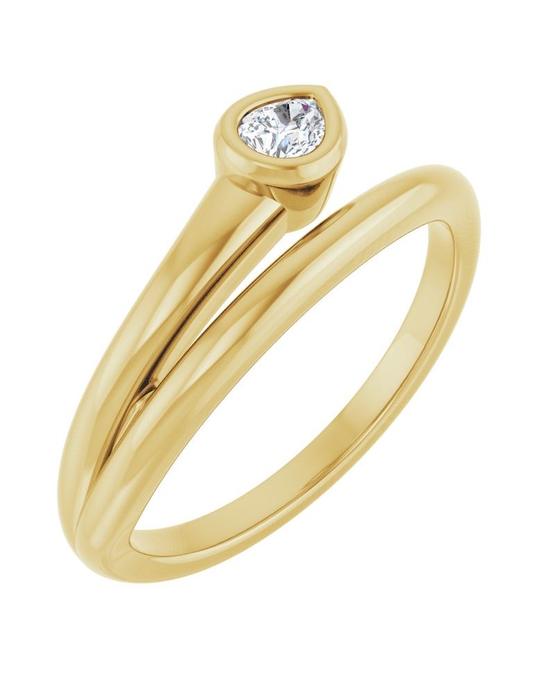 Anel Solitário em Ouro 14k com Diamantes de Laboratório