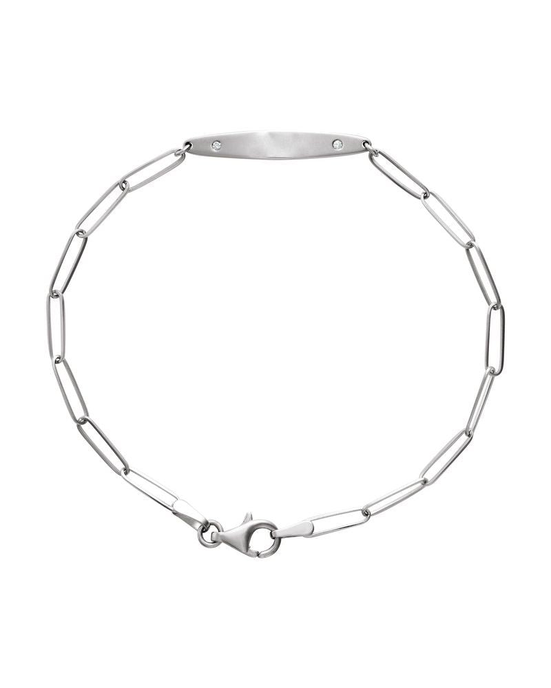 Pulseira Barra Curva para Gravação em Ouro 14k com Diamantes Naturais