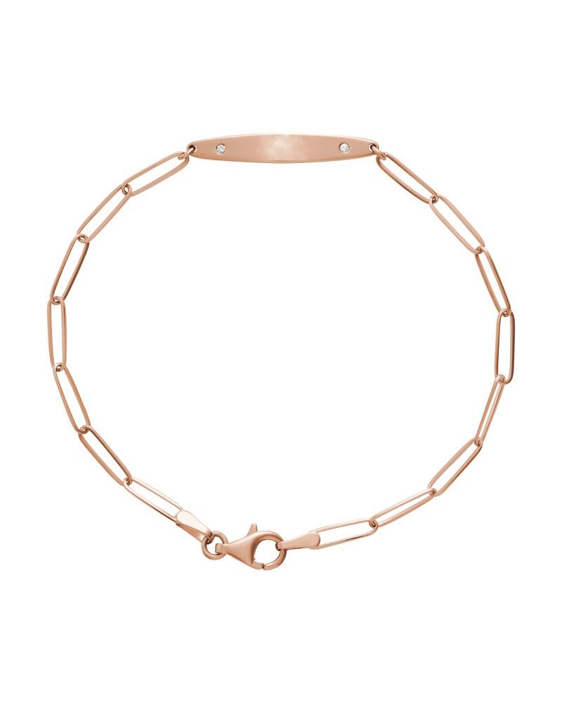 Pulseira Barra Curva para Gravação em Ouro 14k com Diamantes Naturais