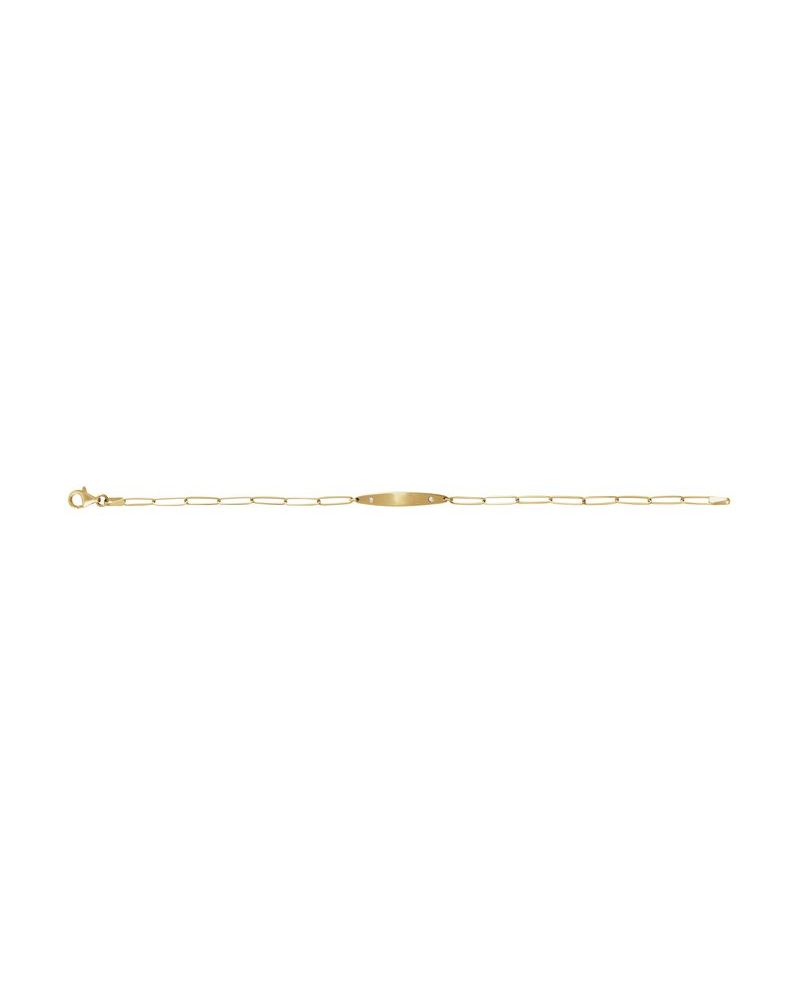 Pulseira Barra Curva para Gravação em Ouro 14k com Diamantes Naturais