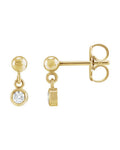 Brinco Micro Bezel Pendente em Ouro 14k com Diamantes Naturais