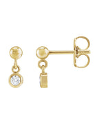 Brinco Micro Bezel Pendente em Ouro 14k com Diamantes Naturais