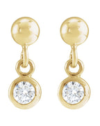 Brinco Micro Bezel Pendente em Ouro 14k com Diamantes Naturais