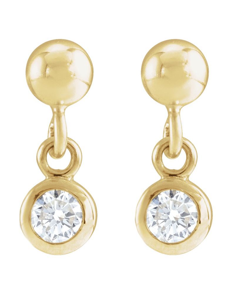 Brinco Micro Bezel Pendente em Ouro 14k com Diamantes Naturais