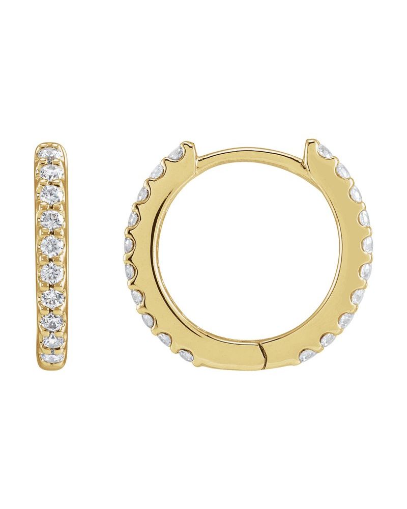 Brinco Huggie Cravejado em Ouro 14k com Diamantes de Laboratório