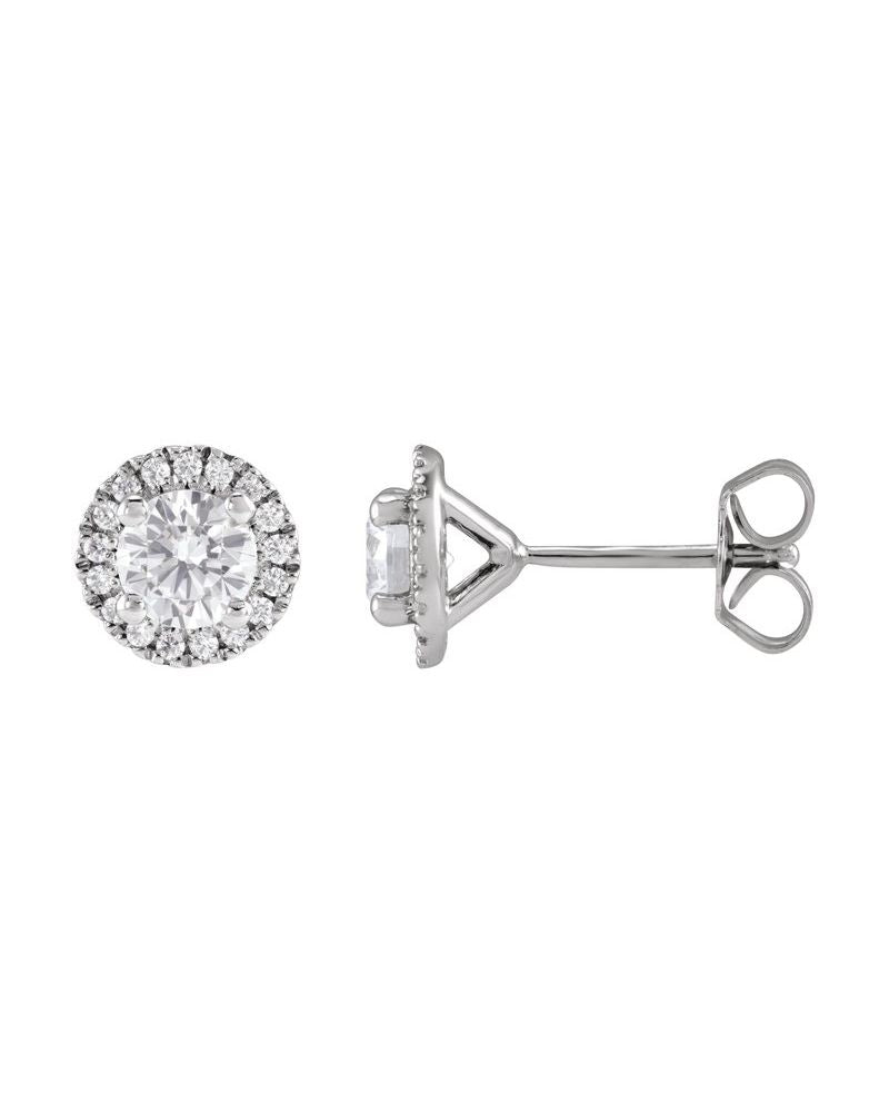 Brinco Ponto de Luz Coquetel Halo em Ouro 14k com Diamantes de Laboratório