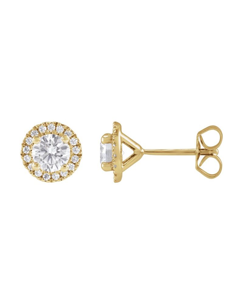 Brinco Ponto de Luz Coquetel Halo em Ouro 14k com Diamantes de Laboratório