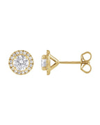 Brinco Ponto de Luz Coquetel Halo em Ouro 14k com Diamantes de Laboratório