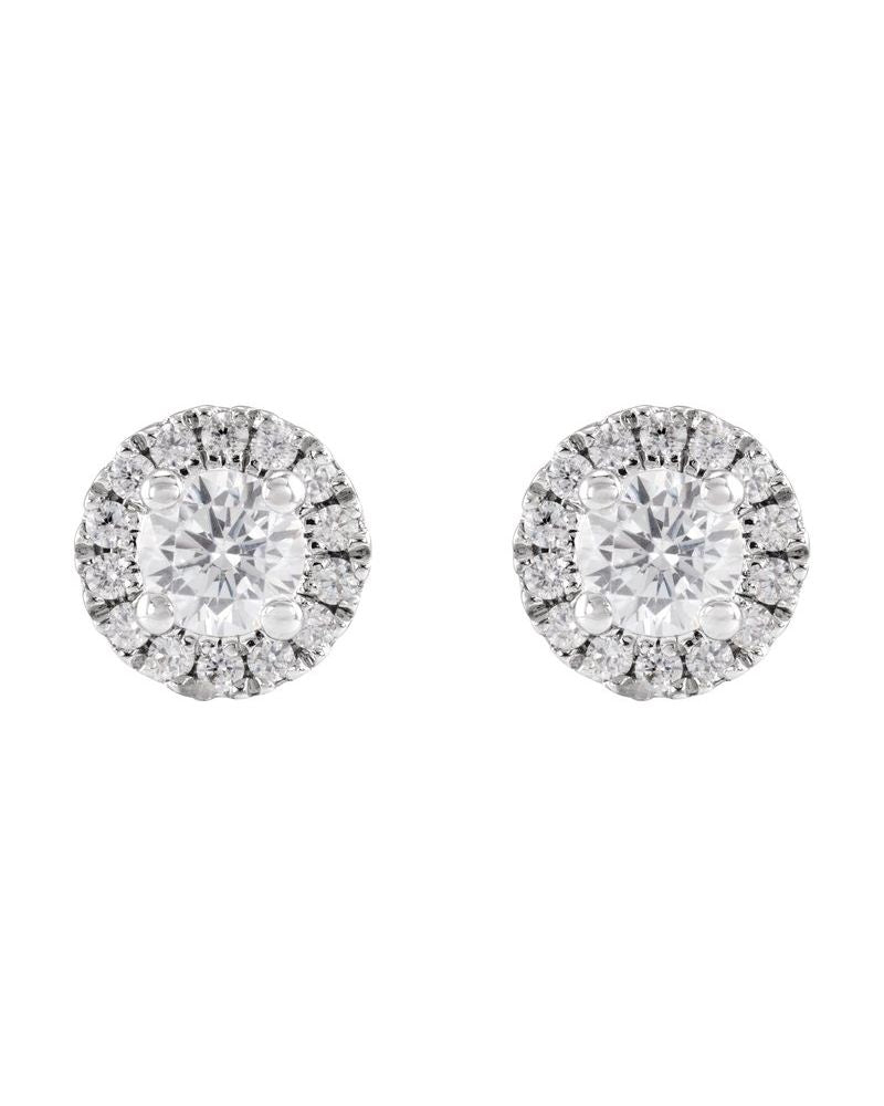Brinco Ponto de Luz Coquetel Halo em Ouro 14k com Diamantes de Laboratório