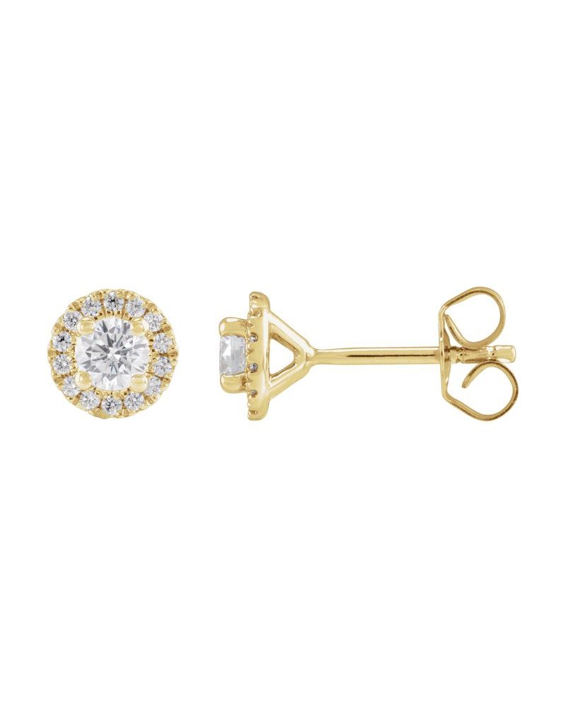 Brinco Ponto de Luz Coquetel Halo em Ouro 14k com Diamantes de Laboratório