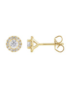 Brinco Ponto de Luz Coquetel Halo em Ouro 14k com Diamantes de Laboratório