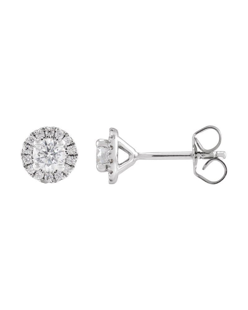 Brinco Ponto de Luz Coquetel Halo em Ouro 14k com Diamantes de Laboratório