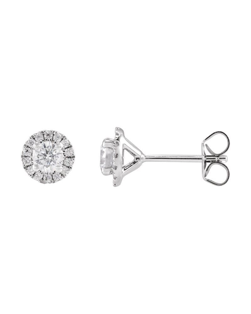 Brinco Ponto de Luz Coquetel Halo em Ouro 14k com Diamantes de Laboratório