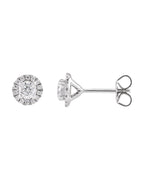 Brinco Ponto de Luz Coquetel Halo em Ouro 14k com Diamantes de Laboratório