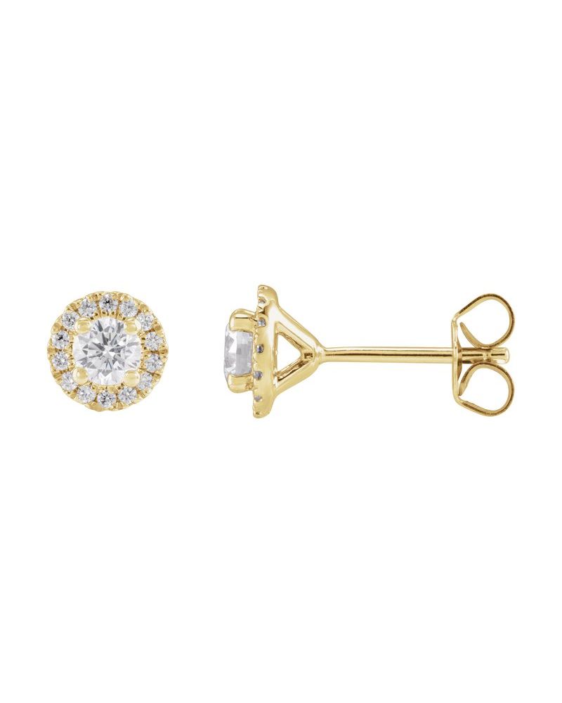 Brinco Ponto de Luz Coquetel Halo em Ouro 14k com Diamantes de Laboratório