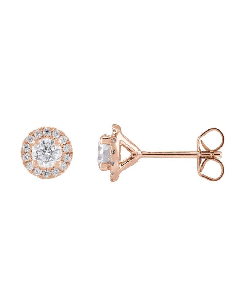 Brinco Ponto de Luz Coquetel Halo em Ouro 14k com Diamantes de Laboratório