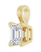 Pingente Esmeralda (lapidação) Quatro Garras Solitário em Ouro 14k com Diamantes de Laboratório