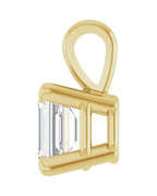 Pingente Esmeralda (lapidação) Quatro Garras Solitário em Ouro 14k com Diamantes de Laboratório