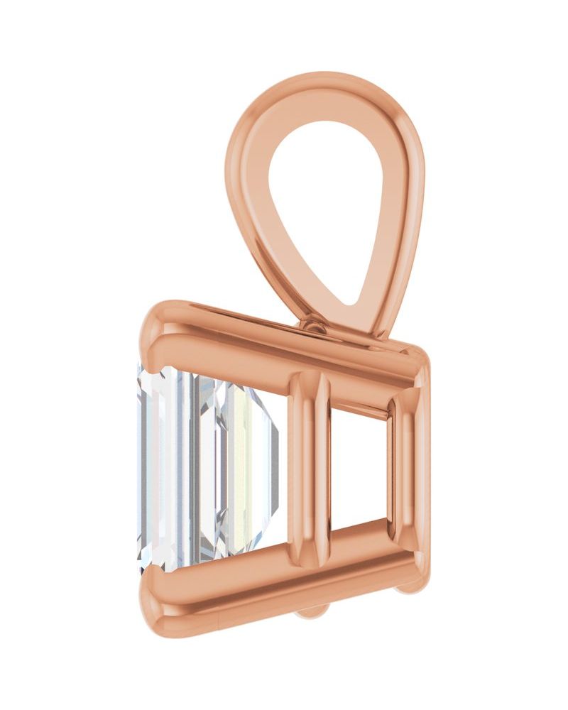 Pingente Esmeralda (lapidação) Quatro Garras Solitário em Ouro 14k com Diamantes de Laboratório