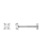 Brinco Ponto de Luz Redondo Lapidação Rosa Quatro Garras em Ouro 14k com Diamantes Naturais