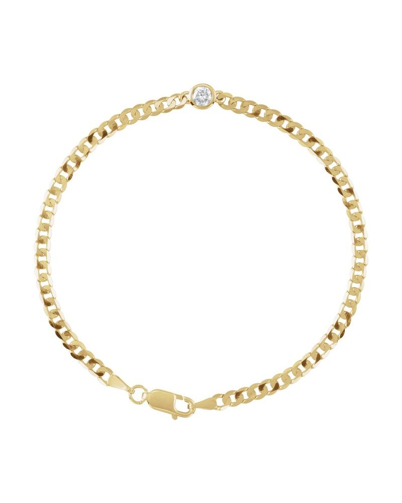 Pulseira Solitário Grumet Elos com Cravação Bezel em Ouro 14k com Diamantes Naturais
