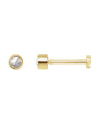 Brinco Redondo Lapidação Rosa com Cravação Bezel em Ouro 14k com Diamantes Naturais