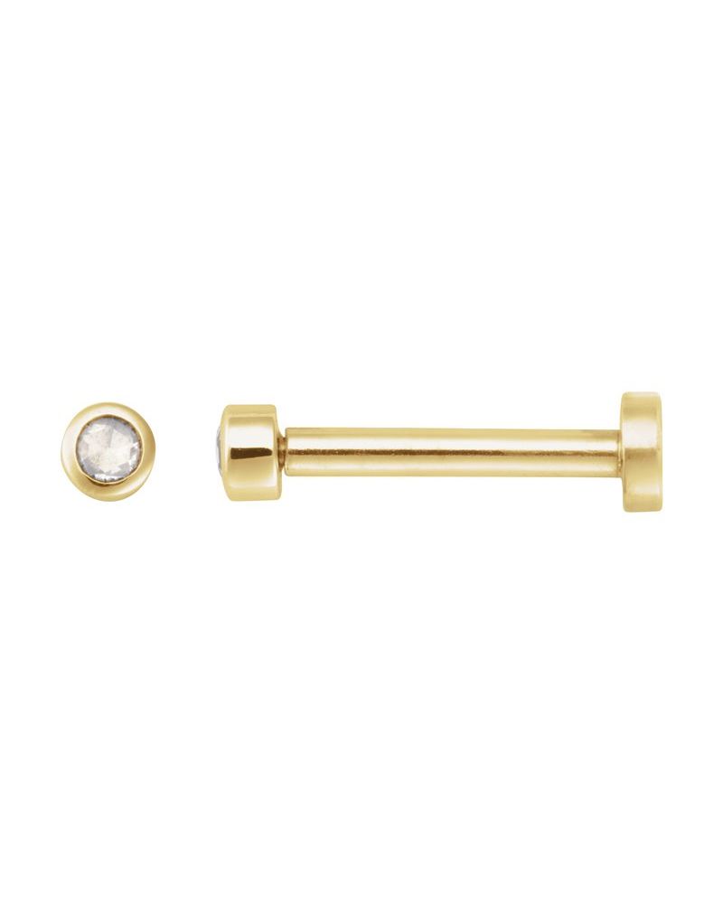 Brinco Redondo Lapidação Rosa com Cravação Bezel em Ouro 14k com Diamantes Naturais