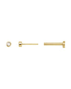 Brinco Redondo Lapidação Rosa com Cravação Bezel em Ouro 14k com Diamantes Naturais
