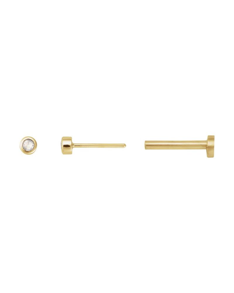 Brinco Redondo Lapidação Rosa com Cravação Bezel em Ouro 14k com Diamantes Naturais