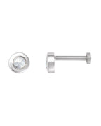 Brinco Redondo Lapidação Rosa com Cravação Bezel em Ouro 14k com Diamantes Naturais