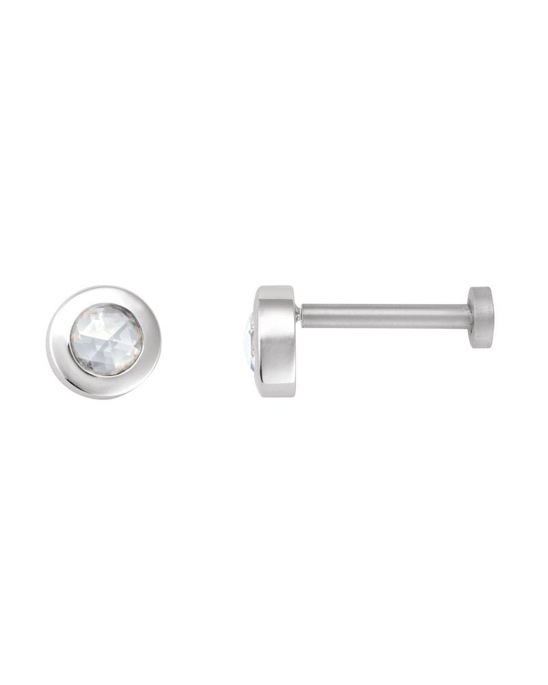 Brinco Redondo Lapidação Rosa com Cravação Bezel em Ouro 14k com Diamantes Naturais