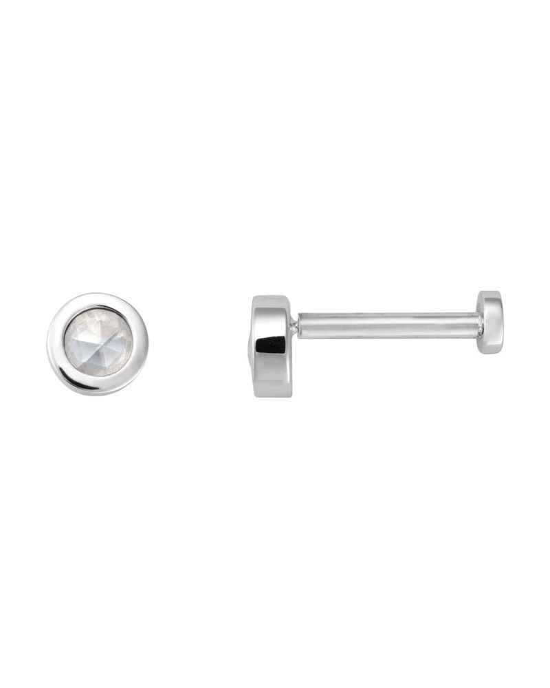 Brinco Redondo Lapidação Rosa com Cravação Bezel em Ouro 14k com Diamantes Naturais