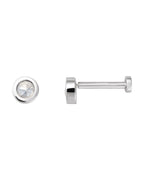 Brinco Redondo Lapidação Rosa com Cravação Bezel em Ouro 14k com Diamantes Naturais