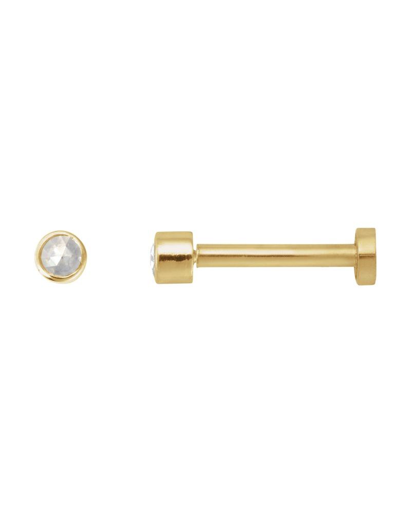 Brinco Redondo Lapidação Rosa com Cravação Bezel em Ouro 14k com Diamantes Naturais