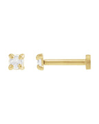 Brinco Ponto de Luz Redondo Lapidação Rosa Quatro Garras em Ouro 14k com Diamantes Naturais