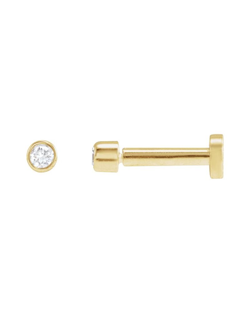 Brinco Redondo com Cravação Bezel em Ouro 14k com Diamantes Naturais